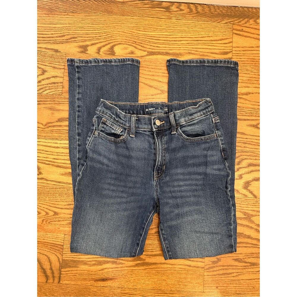 Old Navy Medium Wash Blue High Rise Flare Jeans Size 16 With Waist Adjuster - Picture 2 of 4